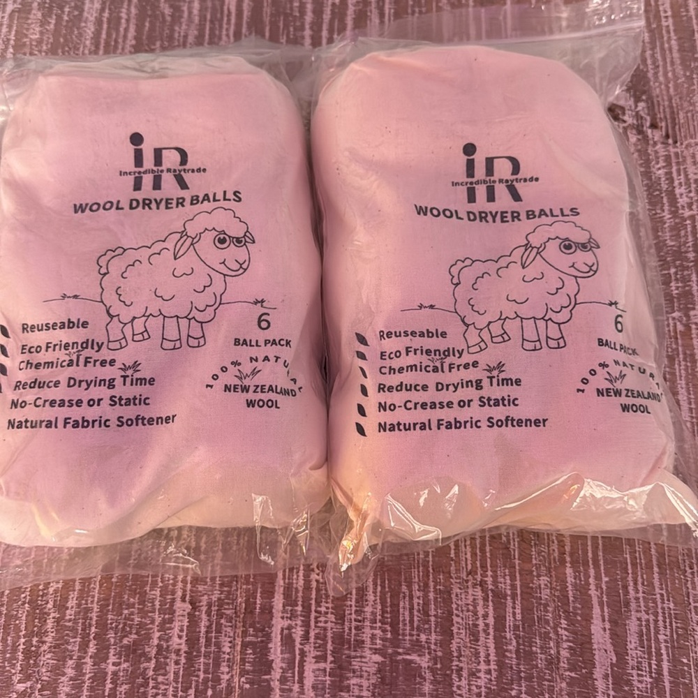 Incredible Raytrade Wool Dryer Balls - 6 Pack. Lot of 2 (12 total). New